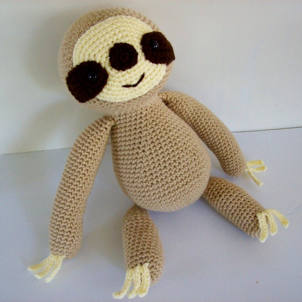 Hand Crochet Sloth stuffed animal ,16 inches tall